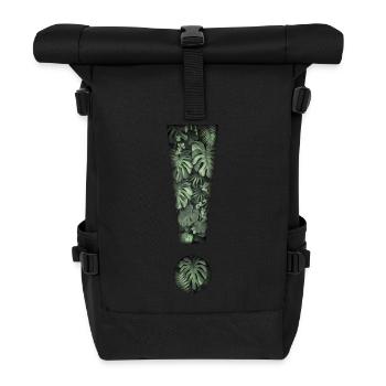 exclamation mark tropical plants jungle - Roll Top Backpack - black - Front