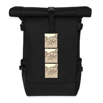 katze kopf dreifach - Rolltop Rucksack - Schwarz - Vorne