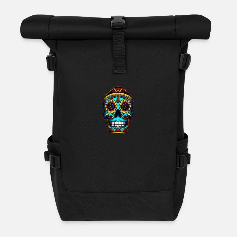 Crâne de style mexicain, Día de Muertos - Sac à dos roll top - noir