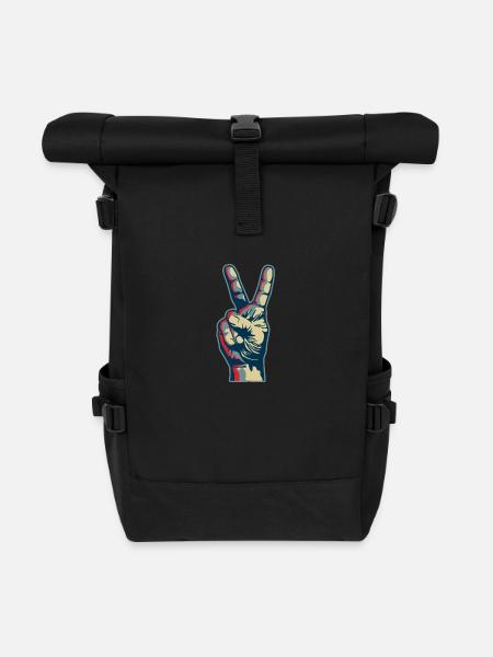 Peace hand - Rolltop Rucksack - Schwarz