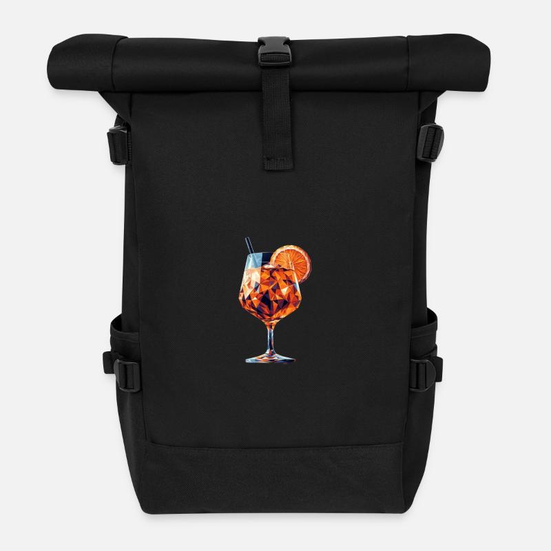 Ein sommerlicher Drink im Polygon-Stil - Rolltop Rucksack - Schwarz