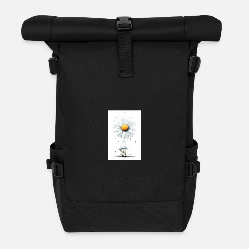 Daisy Bear with Umbrella - Roll Top Backpack - black