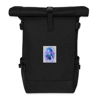 Neon Dragon auf Retro Konsole - Rolltop Rucksack - Schwarz - Vorne