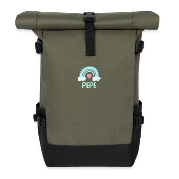 Pepe Name Rainbow Baby - Roll Top Backpack - olive/black - Front