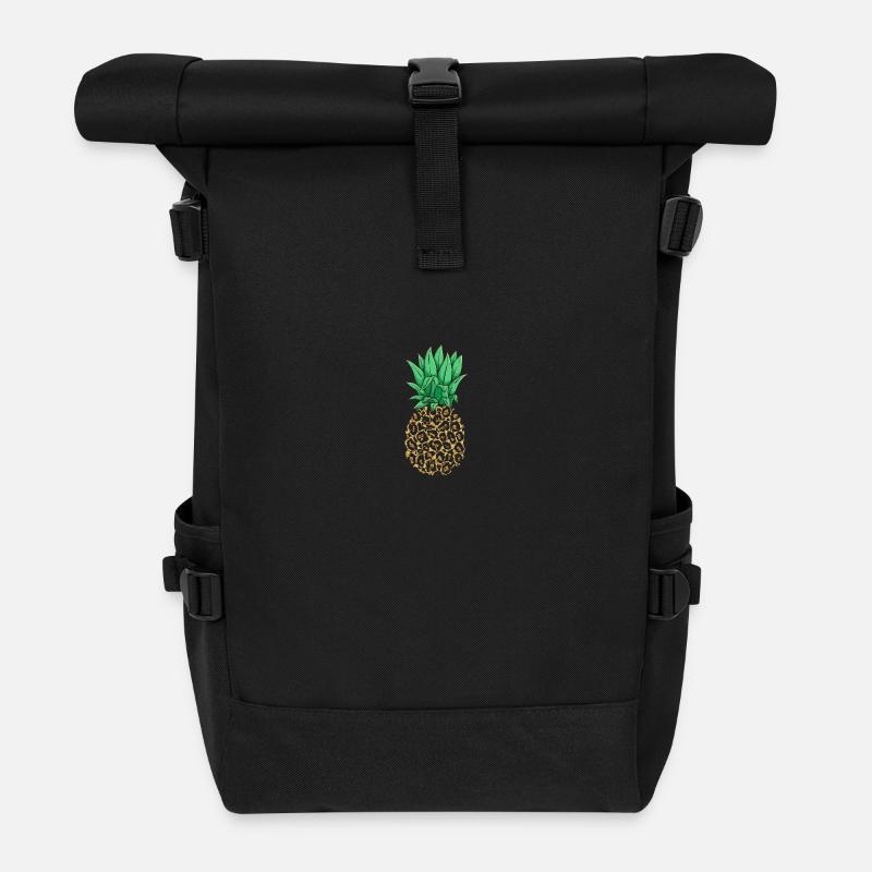 Ananas Design - Rolltop Rucksack - Schwarz