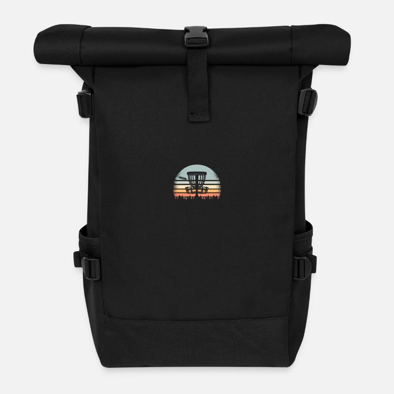 Disc Golf Retro - Rolltop Rucksack - Schwarz