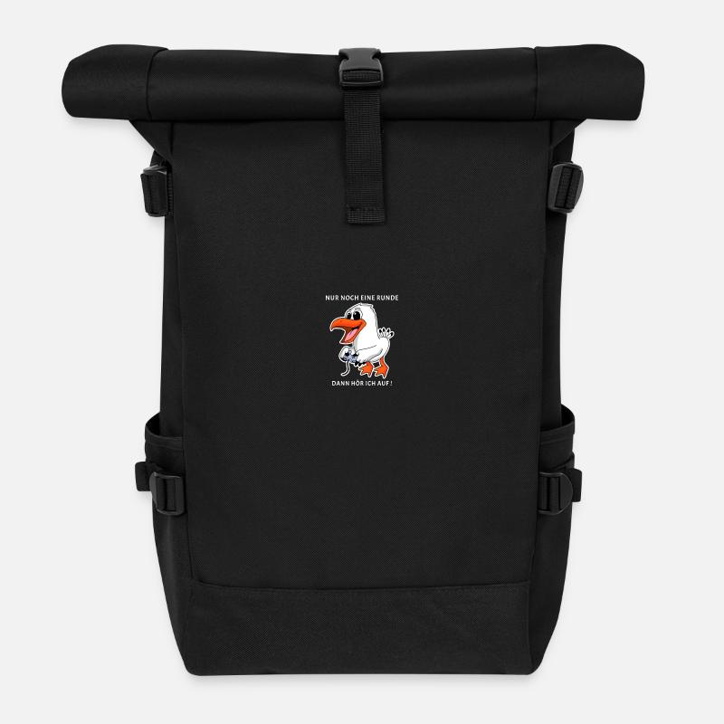 Gamer Geschenk Spruch Noch eine Runde Möwe Nordsee - Rolltop Rucksack - Schwarz
