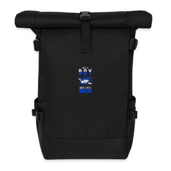 Flugzeug Pilot Geschenk - Rolltop Rucksack - Schwarz - Vorne