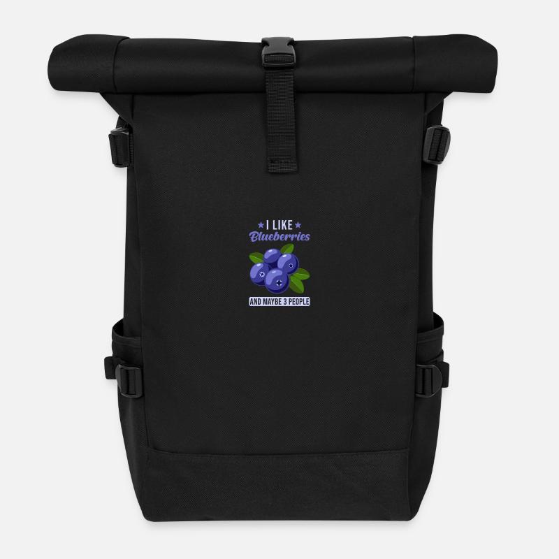 Blaubeeren - Rolltop Rucksack - Schwarz