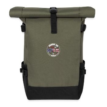 Birthday Saying born USA 1983 - Roll Top Backpack - olive/black - Front
