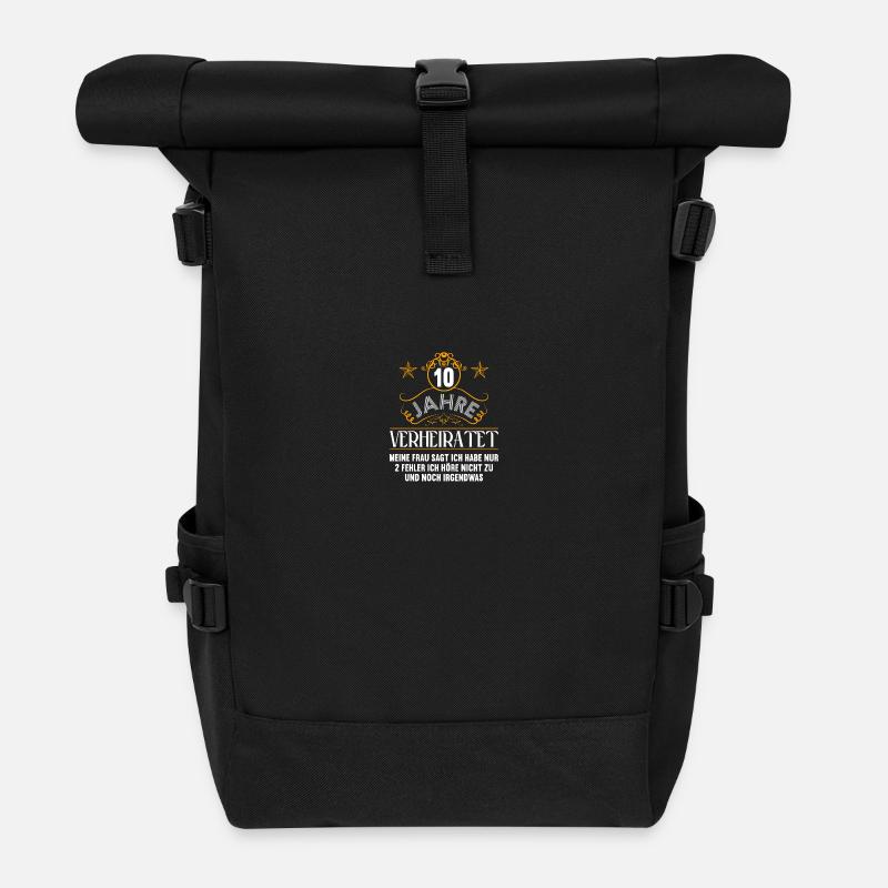 10 Jahre verheiratet nur 2 Fehler 10.Hochzeitstag - Rolltop Rucksack - Schwarz