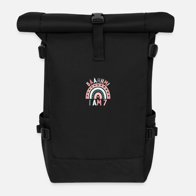 7 Jahre Rainbow Regenbogen 7. Geburtstag - Rolltop Rucksack - Schwarz