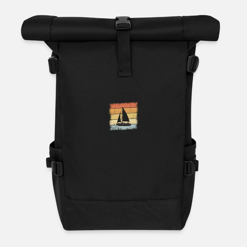 Segler Retro Sunset - Rolltop Rucksack - Schwarz