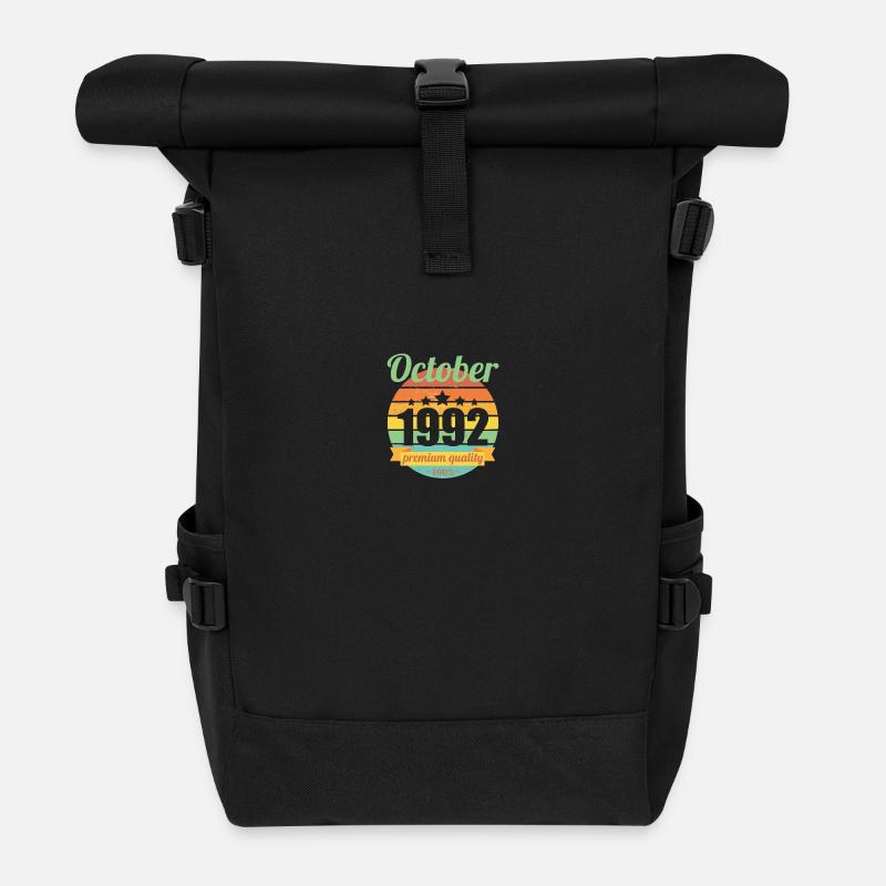 Né en octobre 1992 30 ans 30s 30e anniversaire - Sac à dos roll top - noir