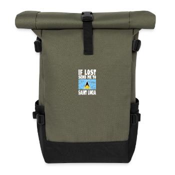 Saint Lucia Flag Saying - Roll Top Backpack - olive/black - Front