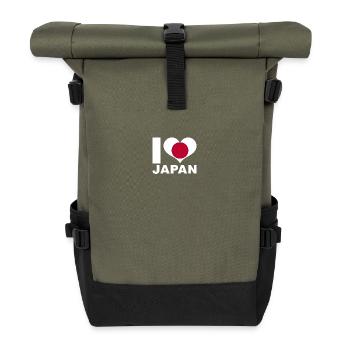 I love Japan heart flag Japan - Roll Top Backpack - olive/black - Front