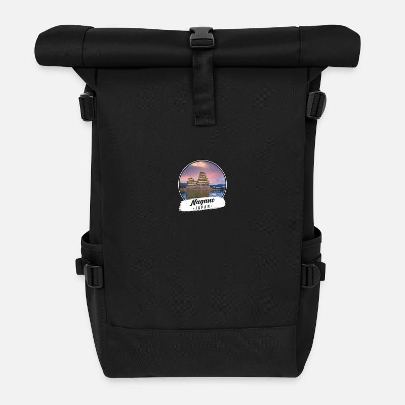 Nagano Japan Souvenir - Roll Top Backpack - black