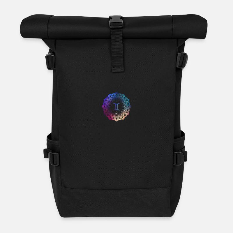 Zwillinge Sternzeichen Symbol Mandala - Rolltop Rucksack - Schwarz