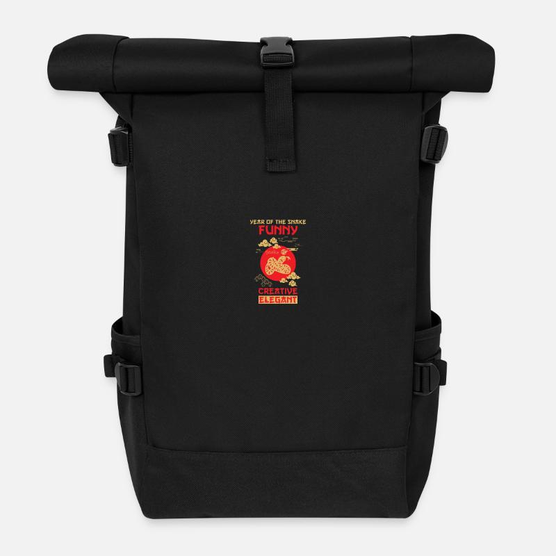 Schlange Chinesisches Tierkreiszeichen - Rolltop Rucksack - Schwarz