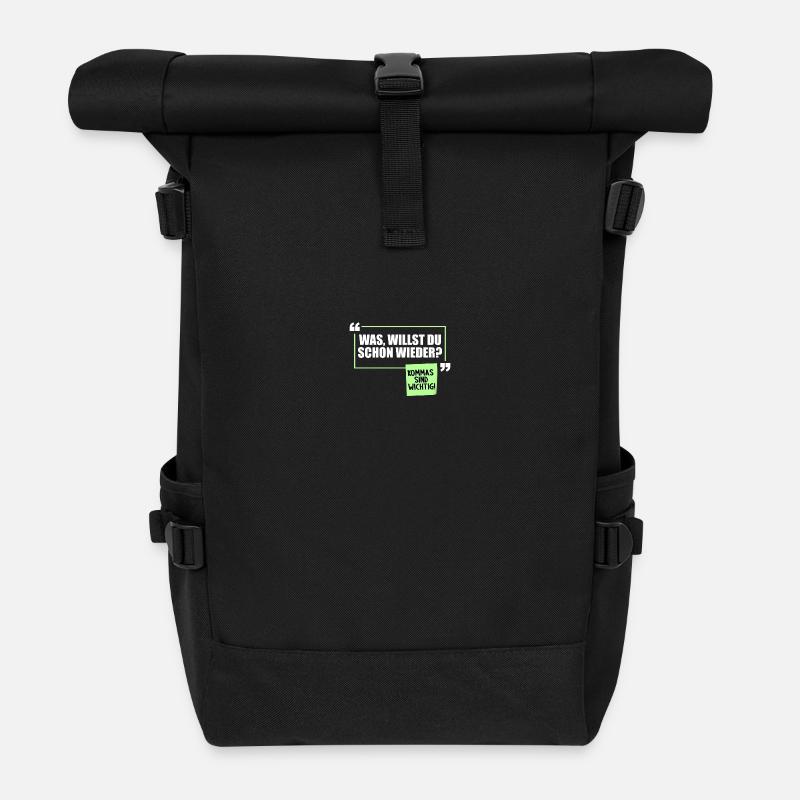 Was willst du schon wieder? Grammatik Witz - Rolltop Rucksack - Schwarz