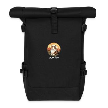 Chat calicot Chat porte-bonheur - Sac à dos roll top - noir - Devant