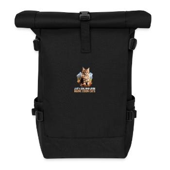 Maine Coon Kätzchen Maine Coon Katze - Rolltop Rucksack - Schwarz - Vorne