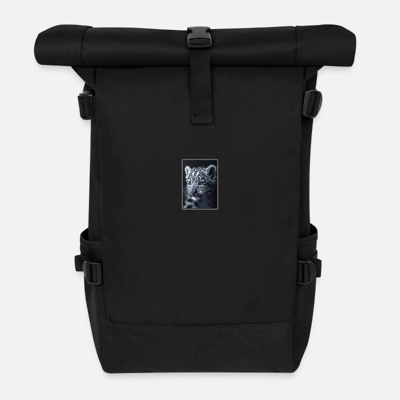 Snow Leopard Schneeleoparden Schneeleopard - Rolltop Rucksack - Schwarz
