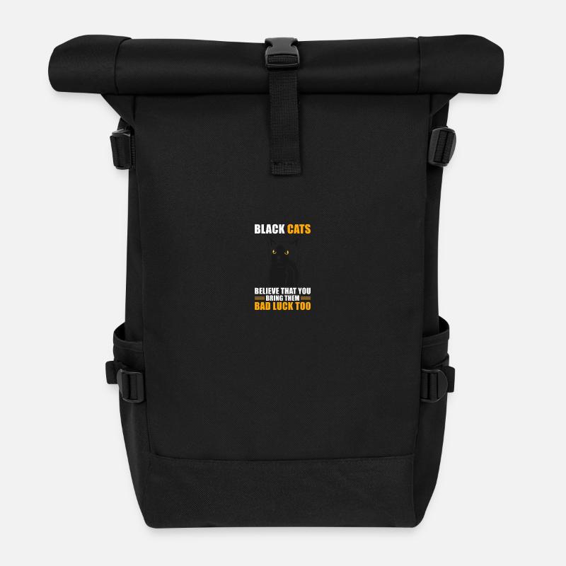 Aberglauben Schwarzer Kater - Rolltop Rucksack - Schwarz