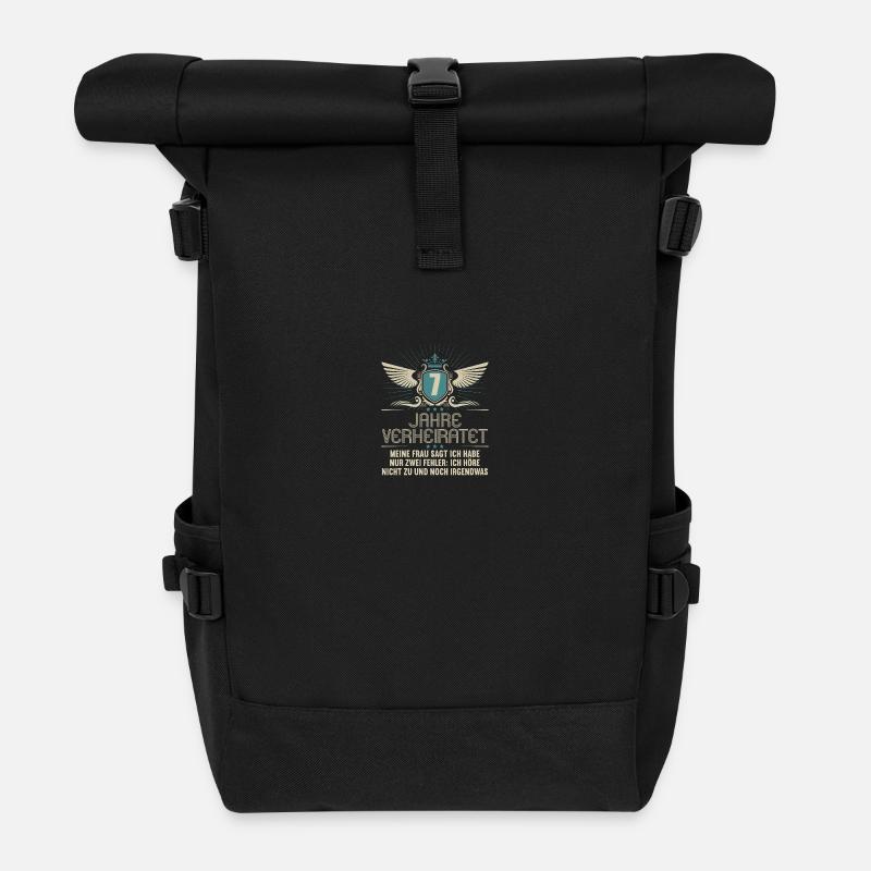 7 Jahre verheiratet nur 2 Fehler 7.Hochzeitstag - Rolltop Rucksack - Schwarz