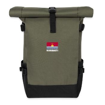 Kiribati Flagge Grunge Kiribati Fahne - Rolltop Rucksack - Olive/Schwarz - Vorne