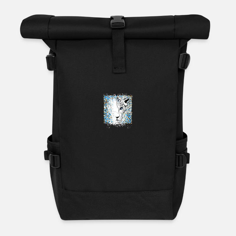 Cooles Animal Print - Rolltop Rucksack - Schwarz