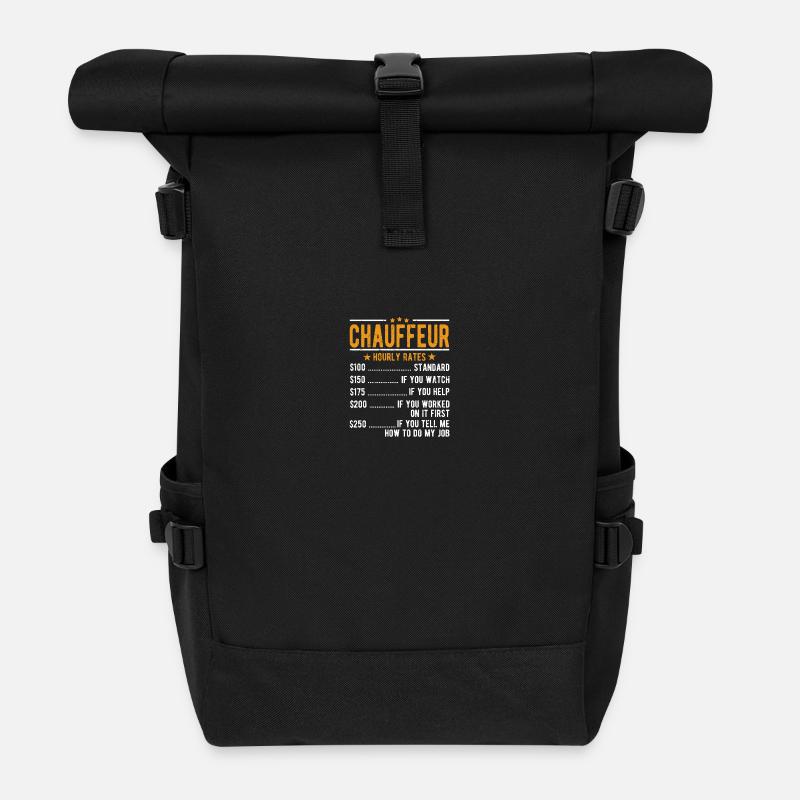 Chauffeur Stundenlohn - Rolltop Rucksack - Schwarz