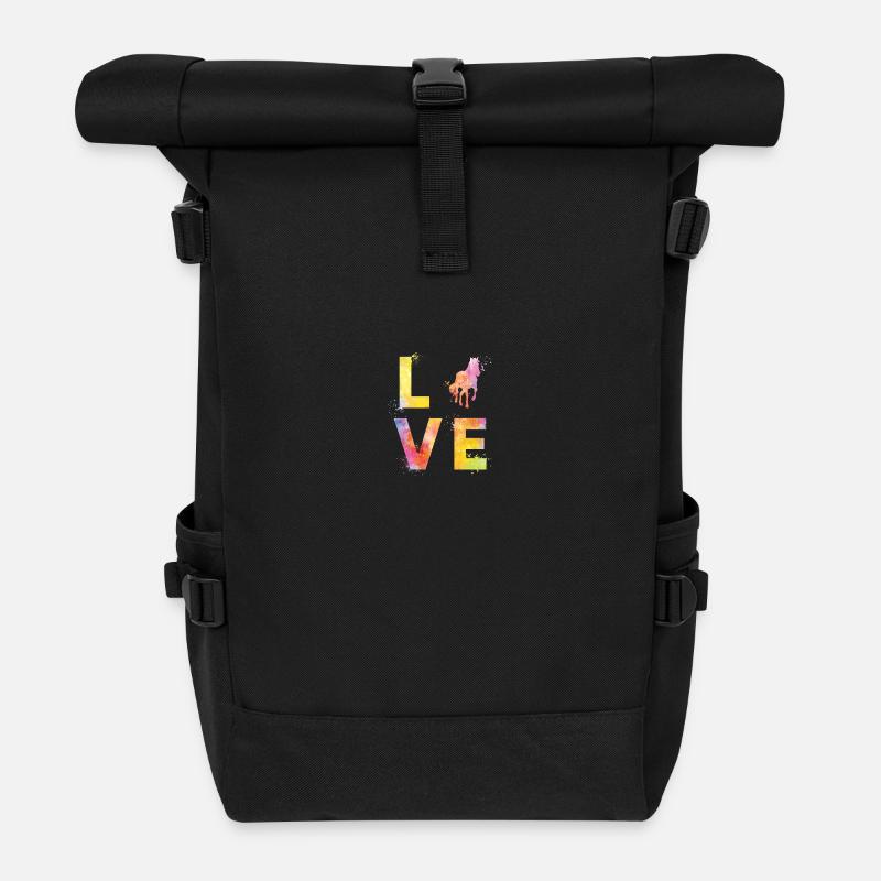 Pferde liebe - Rolltop Rucksack - Schwarz