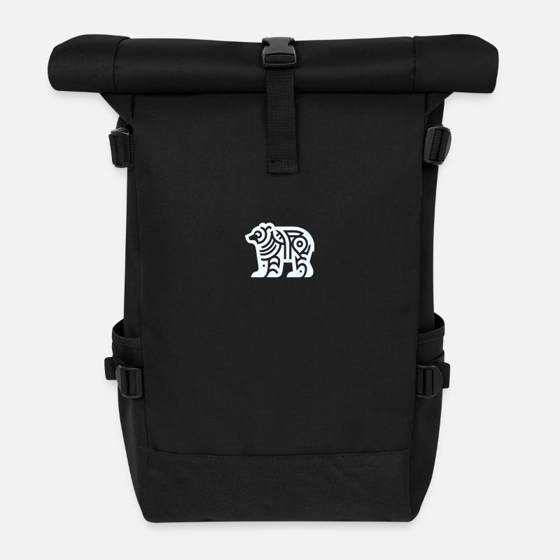 Bär Indianer-Tierkreis - Rolltop Rucksack - Schwarz