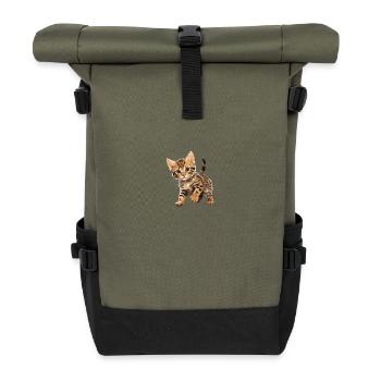 Bengal Cat Bengalkatze - Rolltop Rucksack - Olive/Schwarz - Vorne