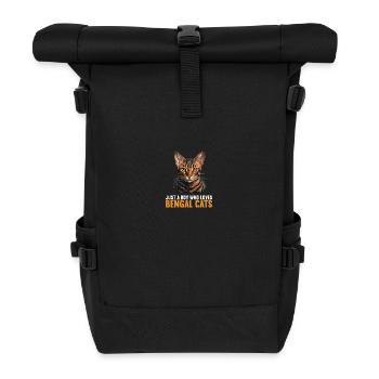 Bengal Cat Bengalkatze - Roll Top Backpack - black - Front