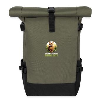 Bengal Cat Bengalkatze - Rolltop Rucksack - Olive/Schwarz - Vorne