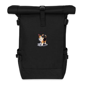 Chat calicot Chat porte-bonheur - Sac à dos roll top - noir - Devant