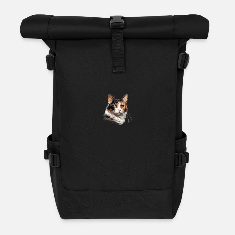 Calico Cat Glückskatze - Rolltop Rucksack - Schwarz