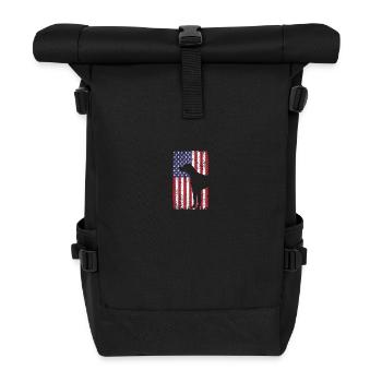 Kurzhaariger Vorstehhund Hund mit USA Flagge - Rolltop Rucksack - Schwarz - Vorne