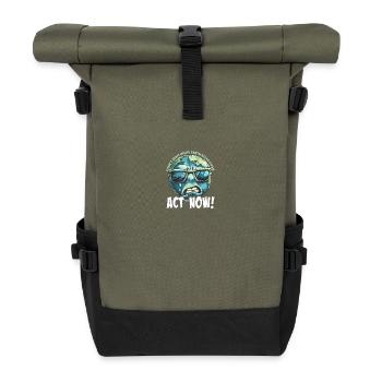 Trade Now Global Warming Protest - Roll Top Backpack - olive/black - Front