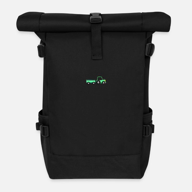 Traktor mit Anhänger - Rolltop Rucksack - Schwarz