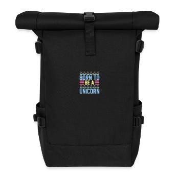 Einhorn Born To Be A Unicorn - Rolltop Rucksack - Schwarz - Vorne