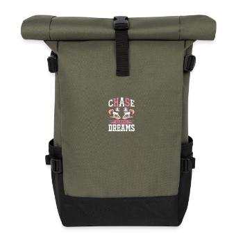 Lebe deine Träume Unicorn - Rolltop Rucksack - Olive/Schwarz - Vorne