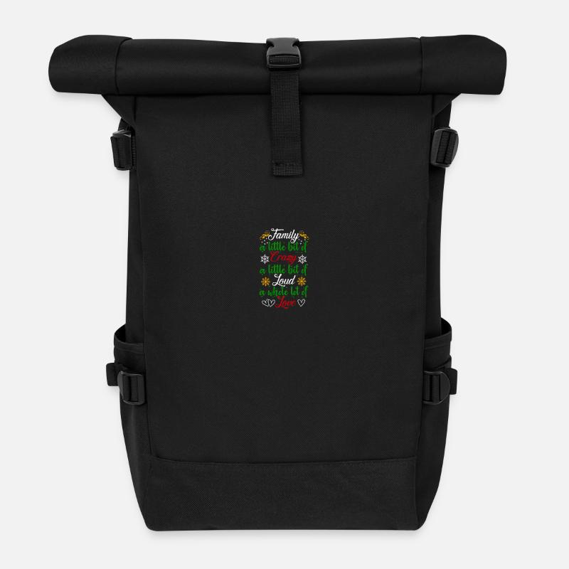 Familie ein bisschen verrückt Ugly Christmas - Rolltop Rucksack - Schwarz