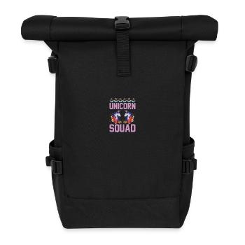 Einhorn Unicorn Squad - Rolltop Rucksack - Schwarz - Vorne