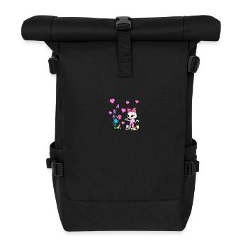 Cat Artist Colorful Nature Children Child Cats - Roll Top Backpack - black - Front