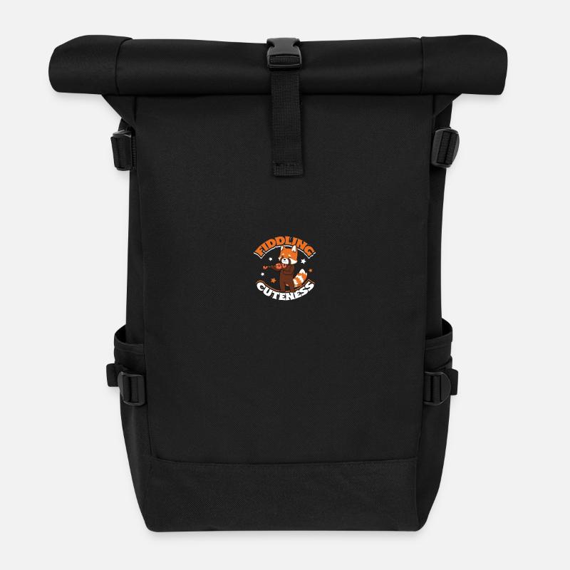 Fiddling cuteness - Roter Panda an der Geige - Rolltop Rucksack - Schwarz