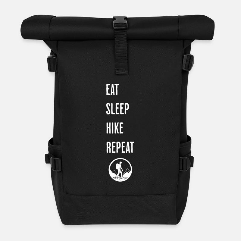 Manger dormir Randonnée Répéter - Routine du randonneur - Sac à dos roll top - noir