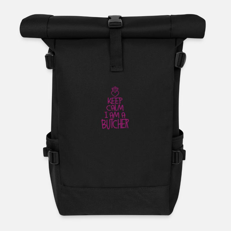 Keep Calm Metzger cool Metzger Geschenk - Rolltop Rucksack - Schwarz